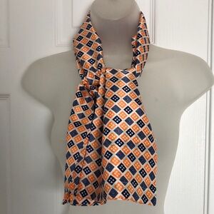 Geometric Patterned Oblong. Scarf - Orange and Black Tailored Double faced